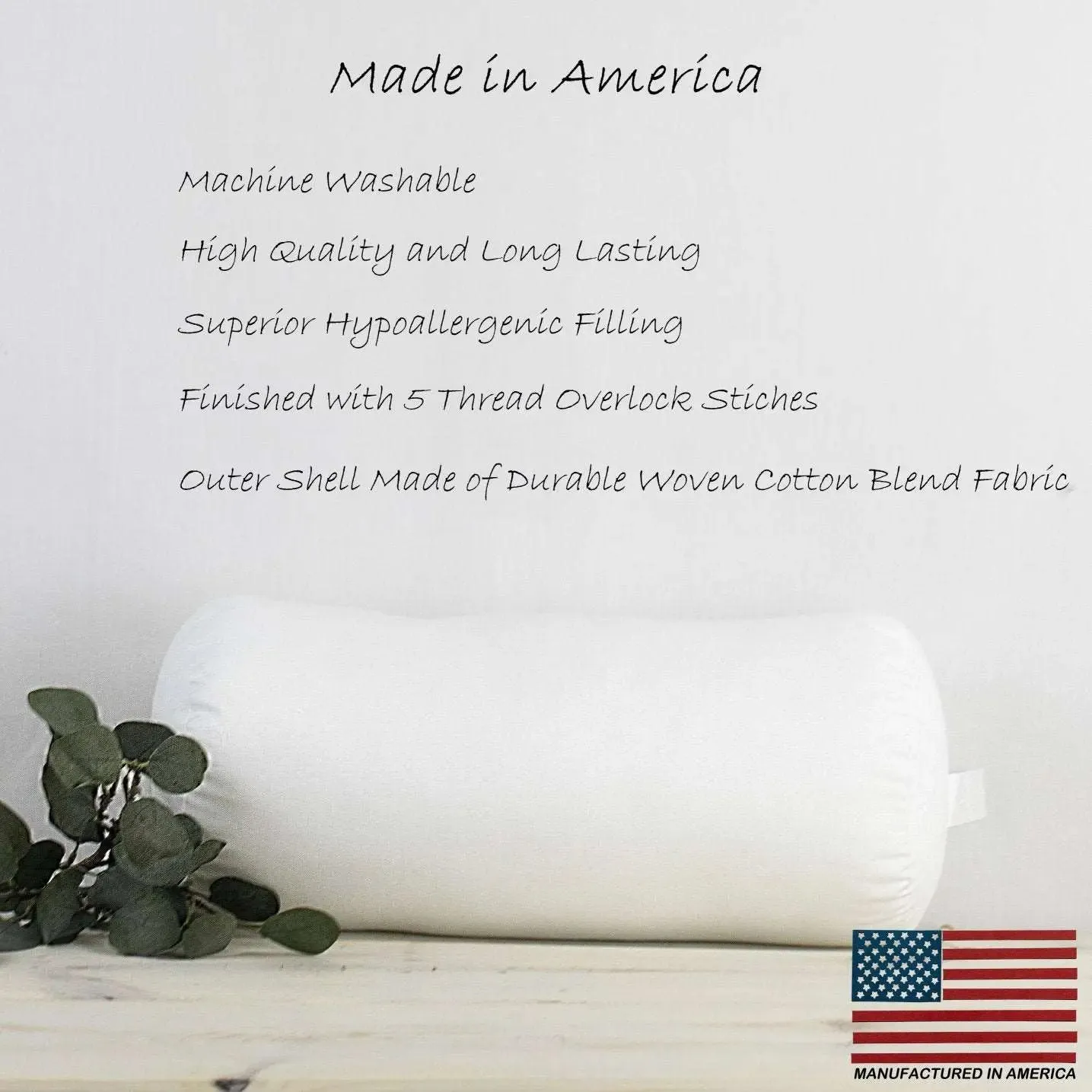 10x48 | Bolster Angel Hair Insert | Indoor Outdoor Down Alternative Hypoallergenic Pillow Insert | Quality Insert | Premium Insert