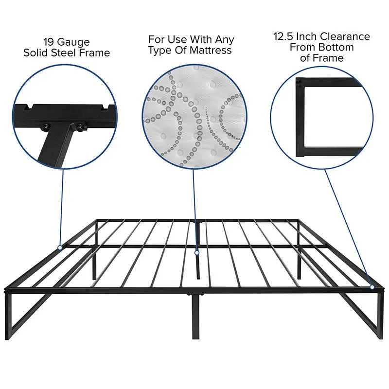 14 Inch Metal Platform Bed Frame With 10 Inch Pocket Spring Mattress In A Box (No Box Spring Required) - King By Flash Furniture