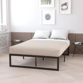 14 Inch Metal Platform Bed Frame With 12 Inch Pocket Spring Mattress In A Box (No Box Spring Required) - Full By Flash Furniture