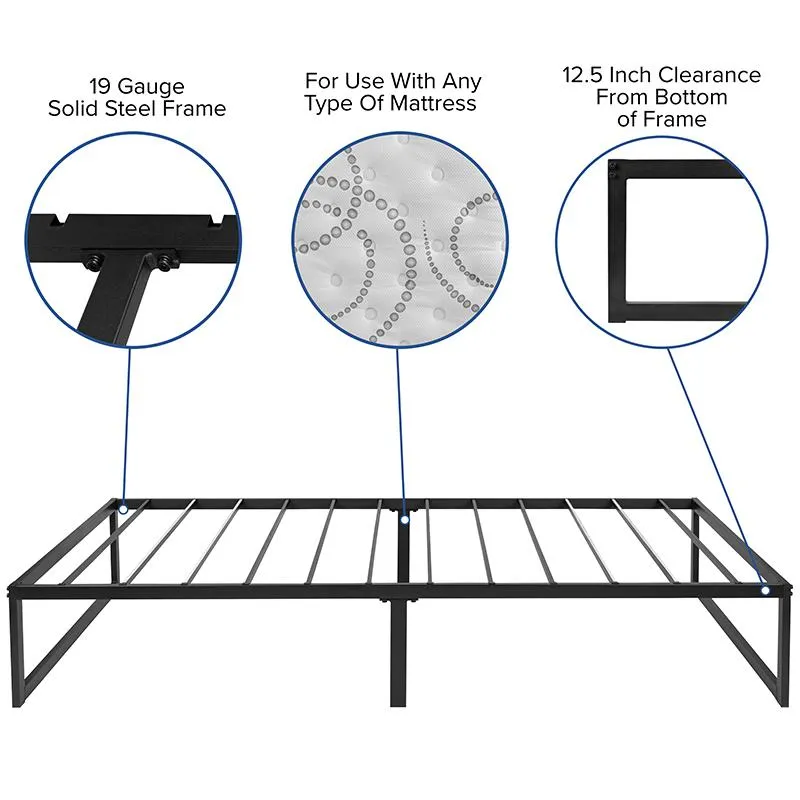 14 Inch Metal Platform Bed Frame With 12 Inch Pocket Spring Mattress In A Box (No Box Spring Required) - Twin By Flash Furniture