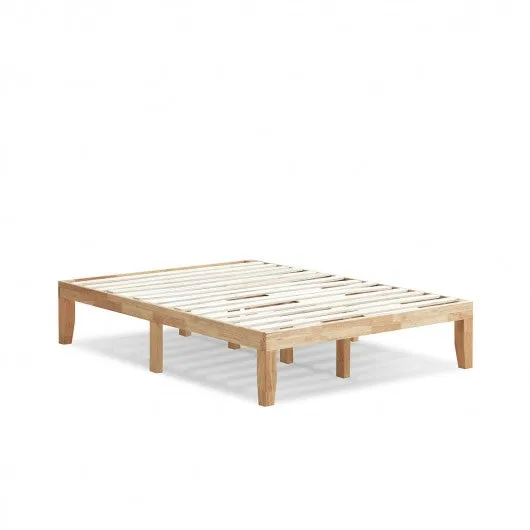 14" Full Size Wood Platform Bed Frame with Wood Slat Support-Natural