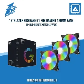 1STPLAYER FIREBASE G1 RGB GAMING 120MM FANS W/ HUB REMOTE KIT (3PCS/PACK)