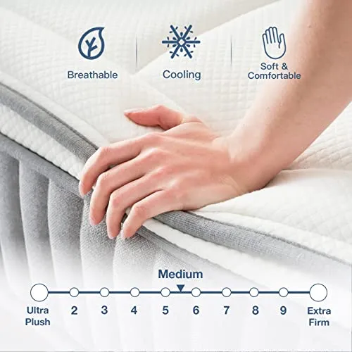 2-Inch Euro Top Hybrid Queen Mattress | Gel Memory Foam w/Pocket Spring Mattress