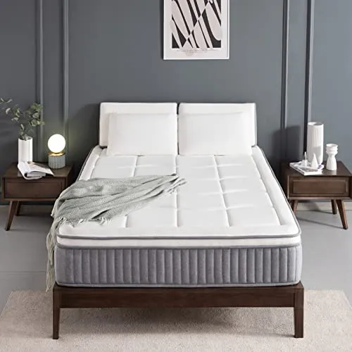 2-Inch Euro Top Hybrid Queen Mattress | Gel Memory Foam w/Pocket Spring Mattress