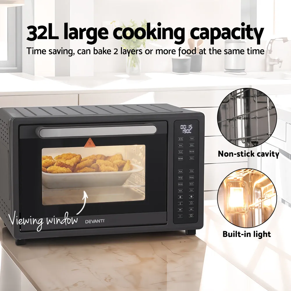 32L Air Fryer LCD Touch Oven 1700W, 16 Presets - Devanti