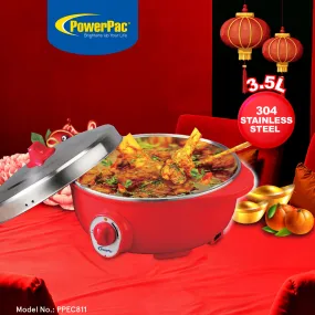 3.5L Electric Wok & Steamboat with 304 S/Steel Inner Pot (PPEC811)