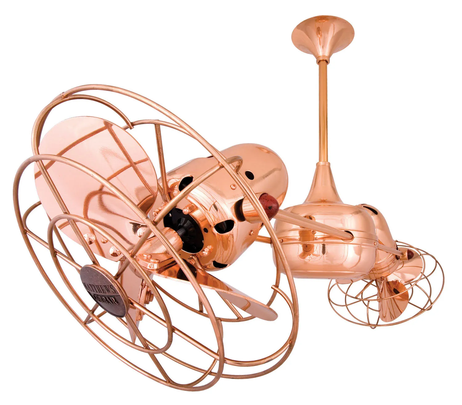 36" Ceiling Fan from the Duplo-Dinamico Collection in Polished Copper Finish by Matthews Fan Company