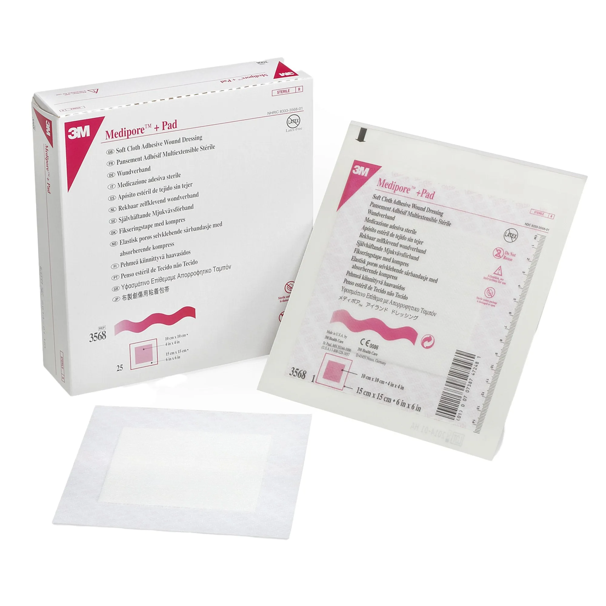 3M™ Medipore™ Adhesive Dressing, 6 x 6 Inch, 1 Box of 25