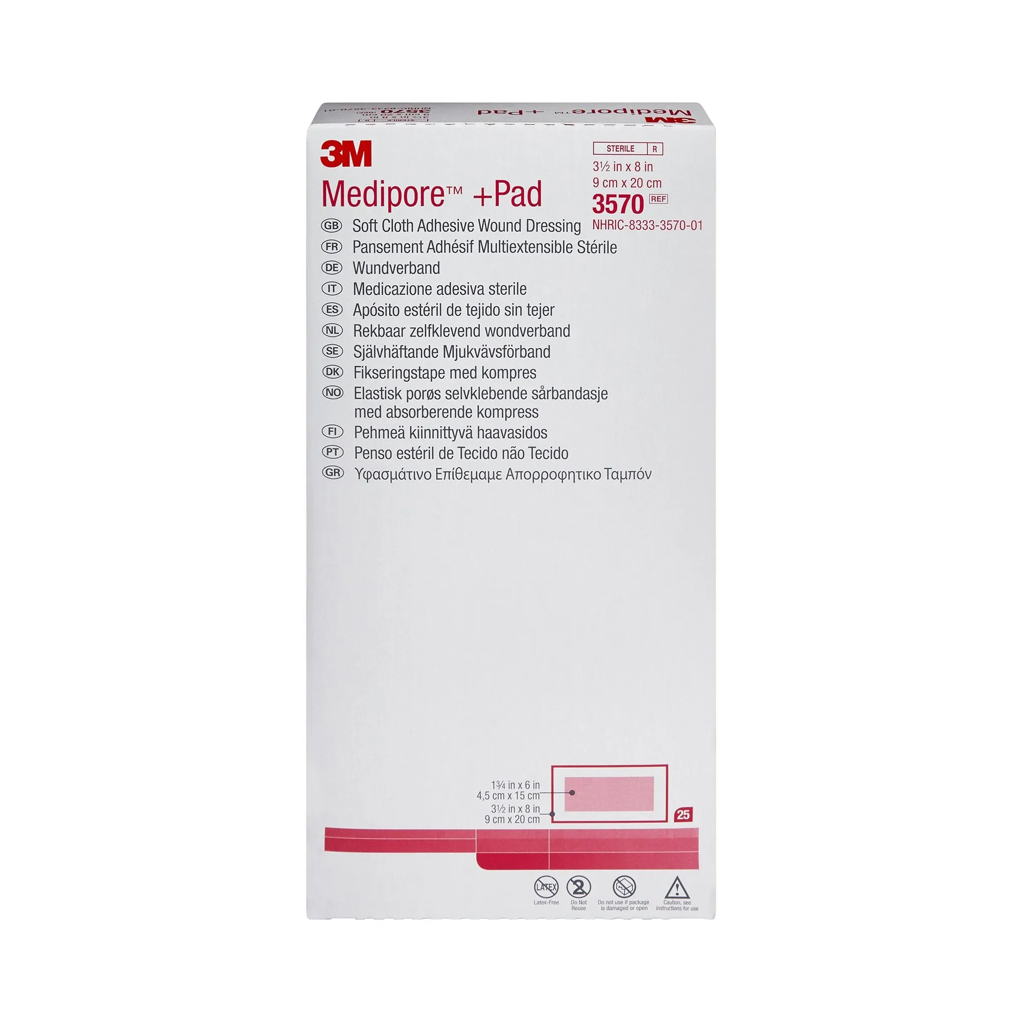 3M™ Medipore™   Pad Soft Cloth Adhesive Dressing, 3½ x 8 Inch, 1 Each