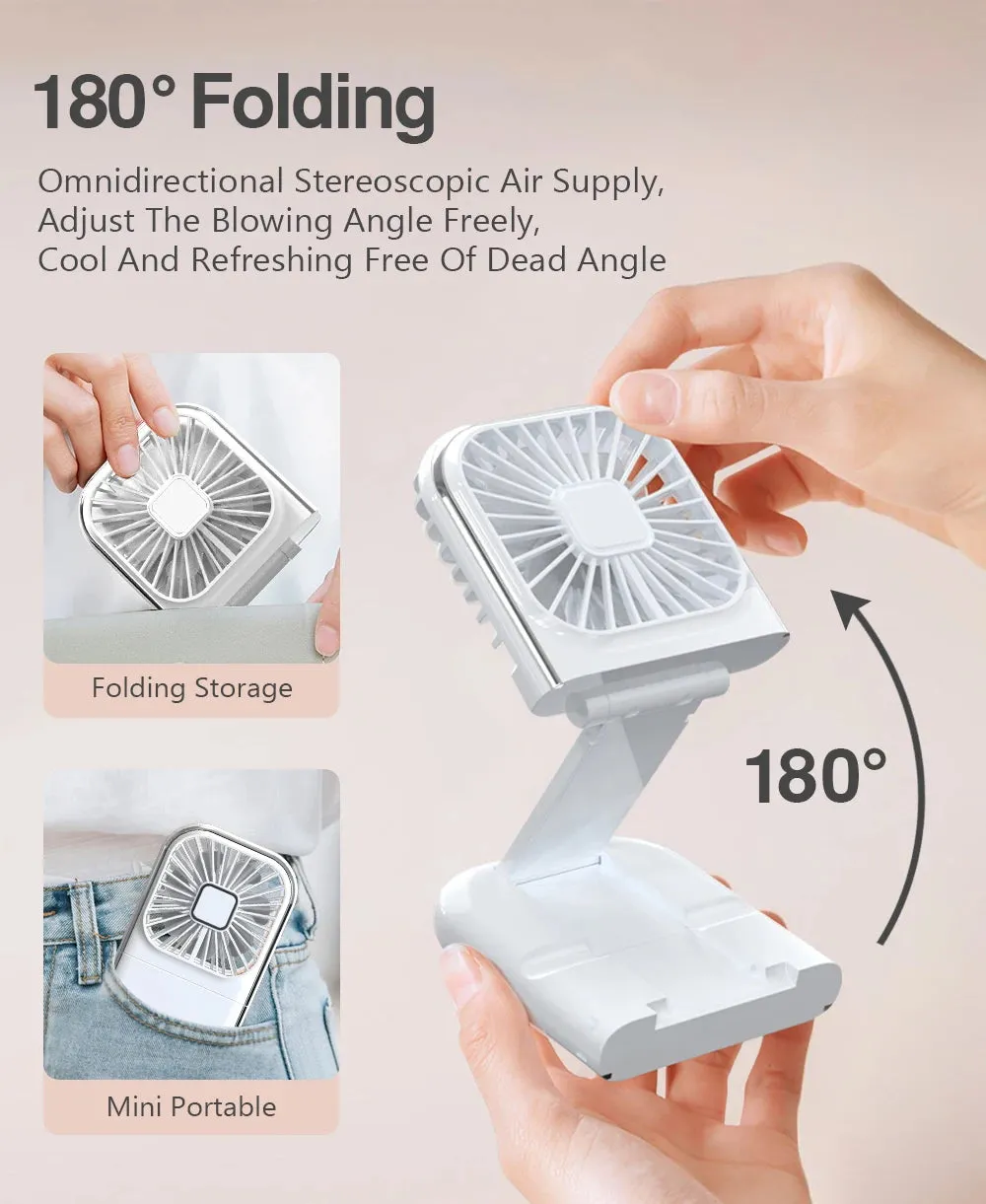 4 Speed Adjustable USB Rechargeable Portable Mini Fan