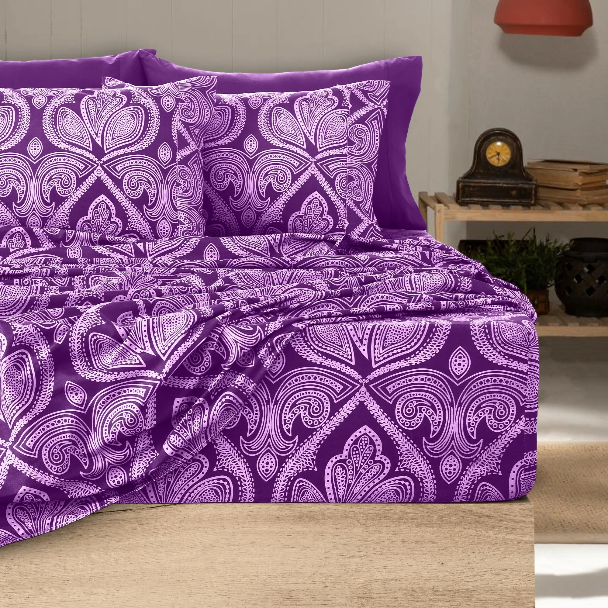 6-Piece Paisley Print Deep Pocket Bed Sheets Set