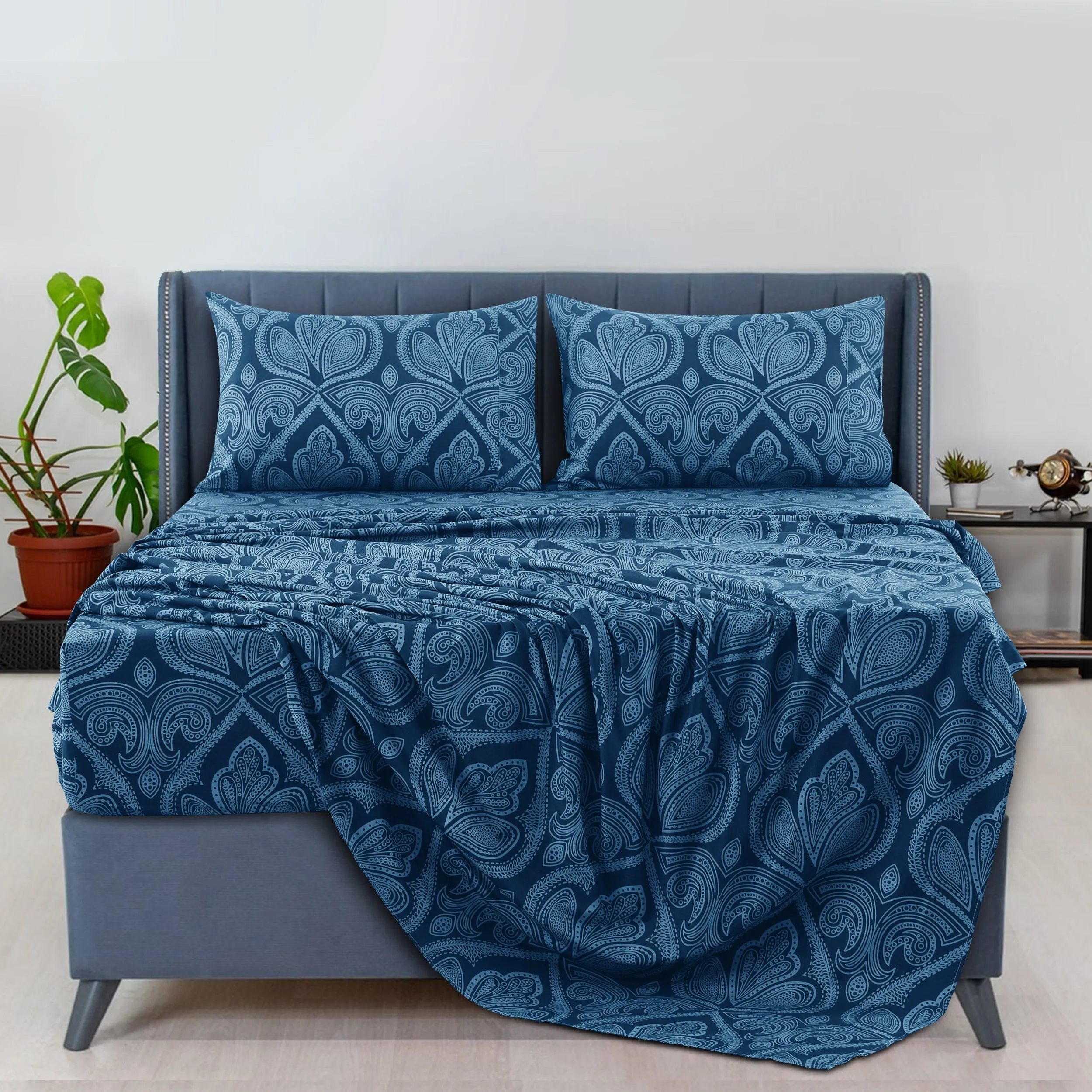 6-Piece Paisley Print Deep Pocket Bed Sheets Set