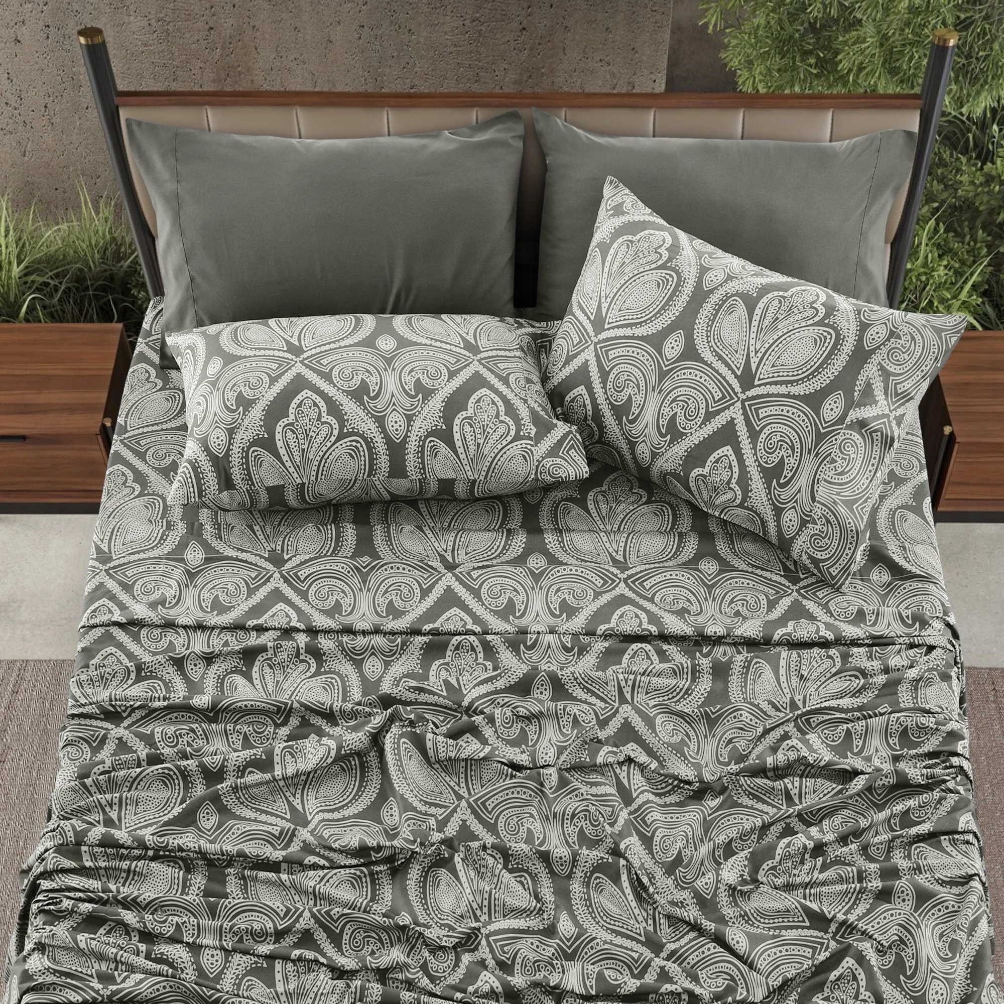 6-Piece Paisley Print Deep Pocket Bed Sheets Set