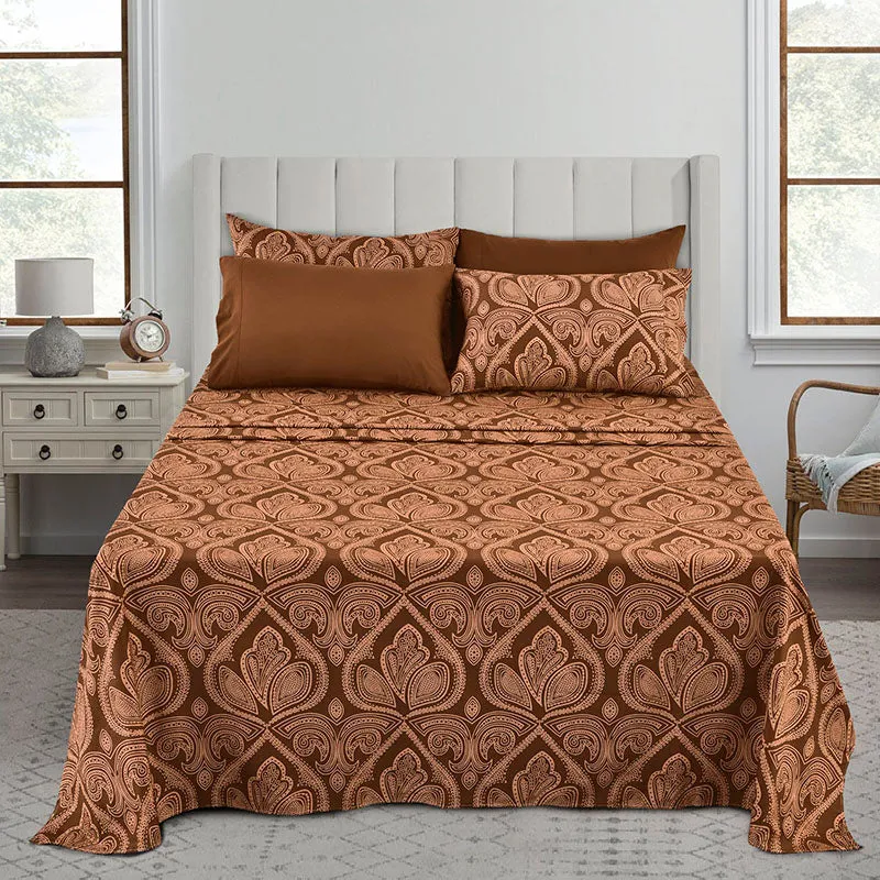 6-Piece Paisley Print Deep Pocket Bed Sheets Set