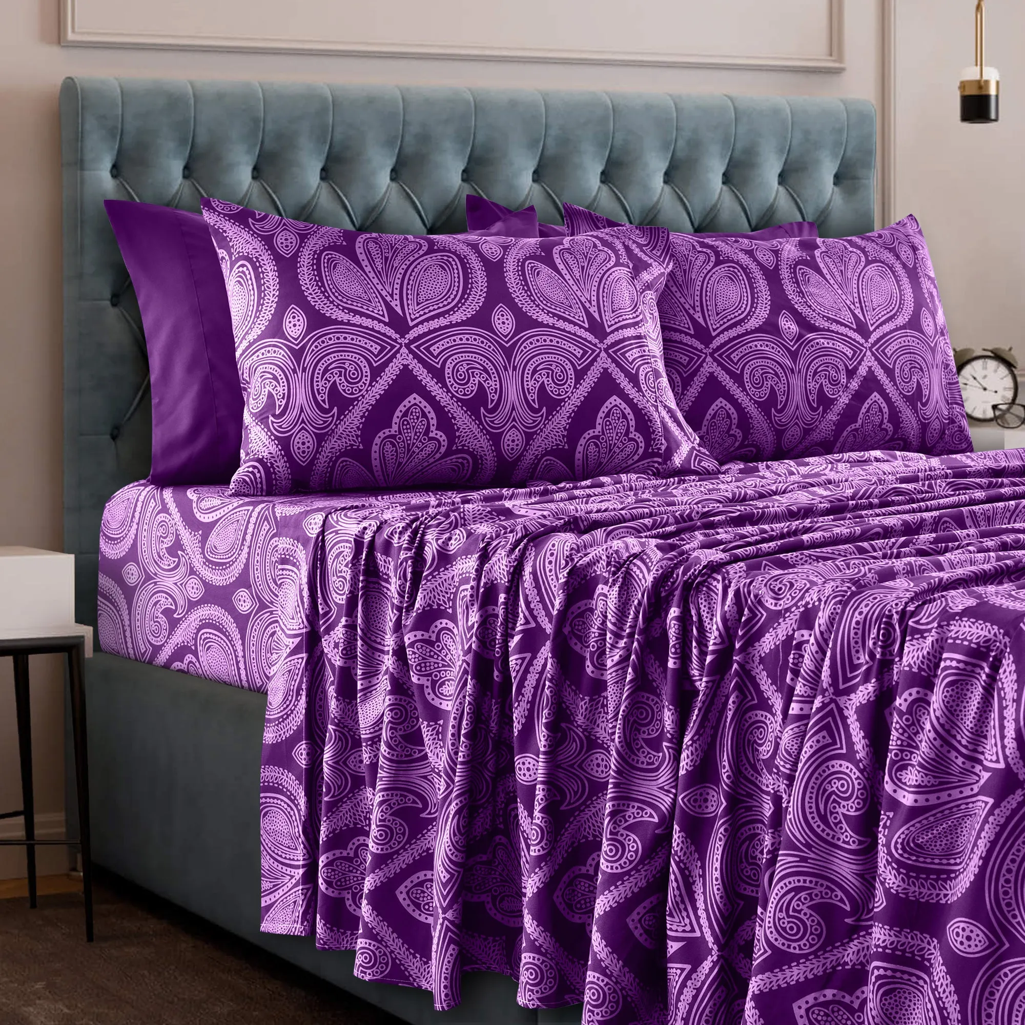 6-Piece Paisley Print Deep Pocket Bed Sheets Set