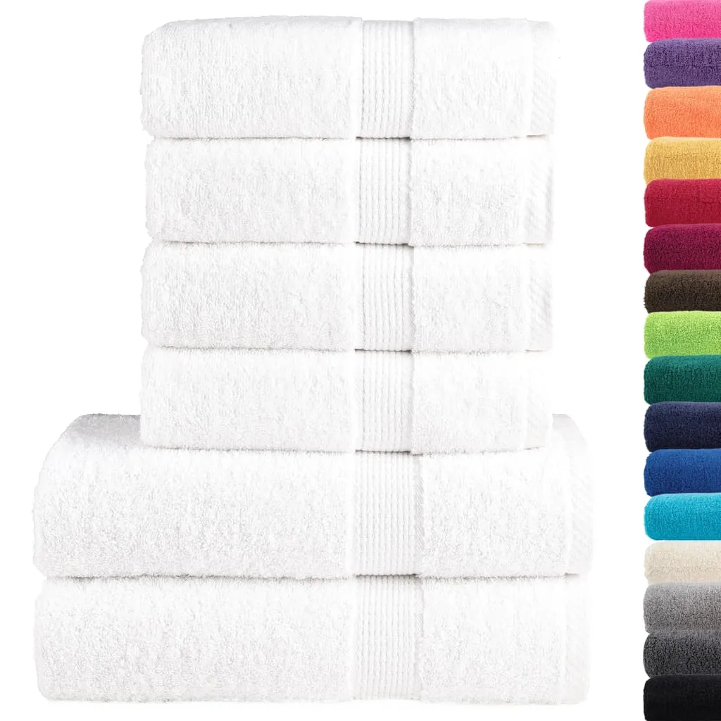 6 Piece Premium Towel Set White 600 gsm 100% Cotton