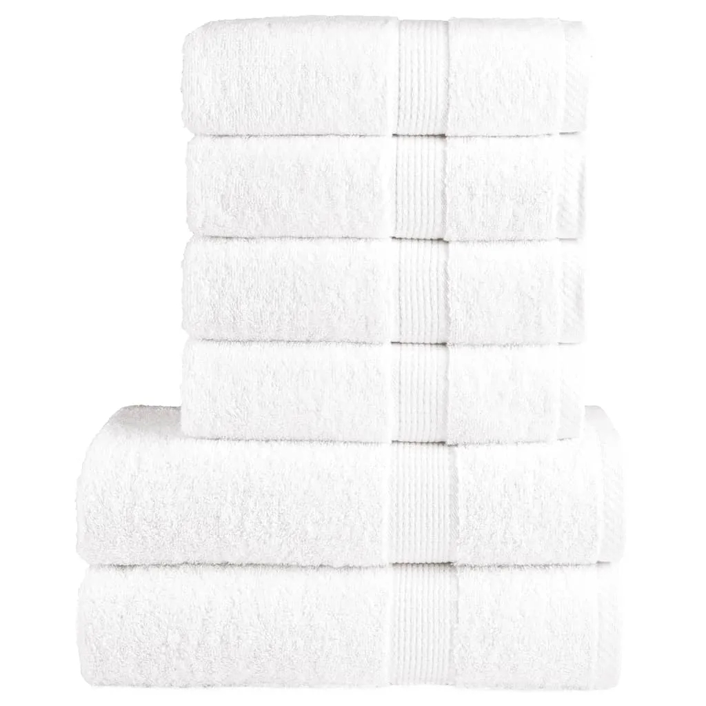 6 Piece Premium Towel Set White 600 gsm 100% Cotton