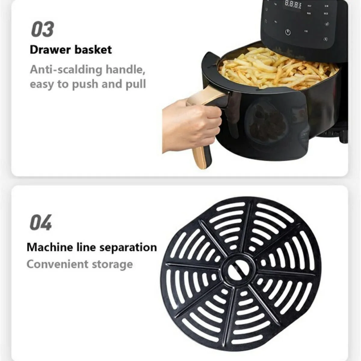 6L Air Fryer. Fry, Roast, and Bake all your favourite foods using up to 80% less fat #80002