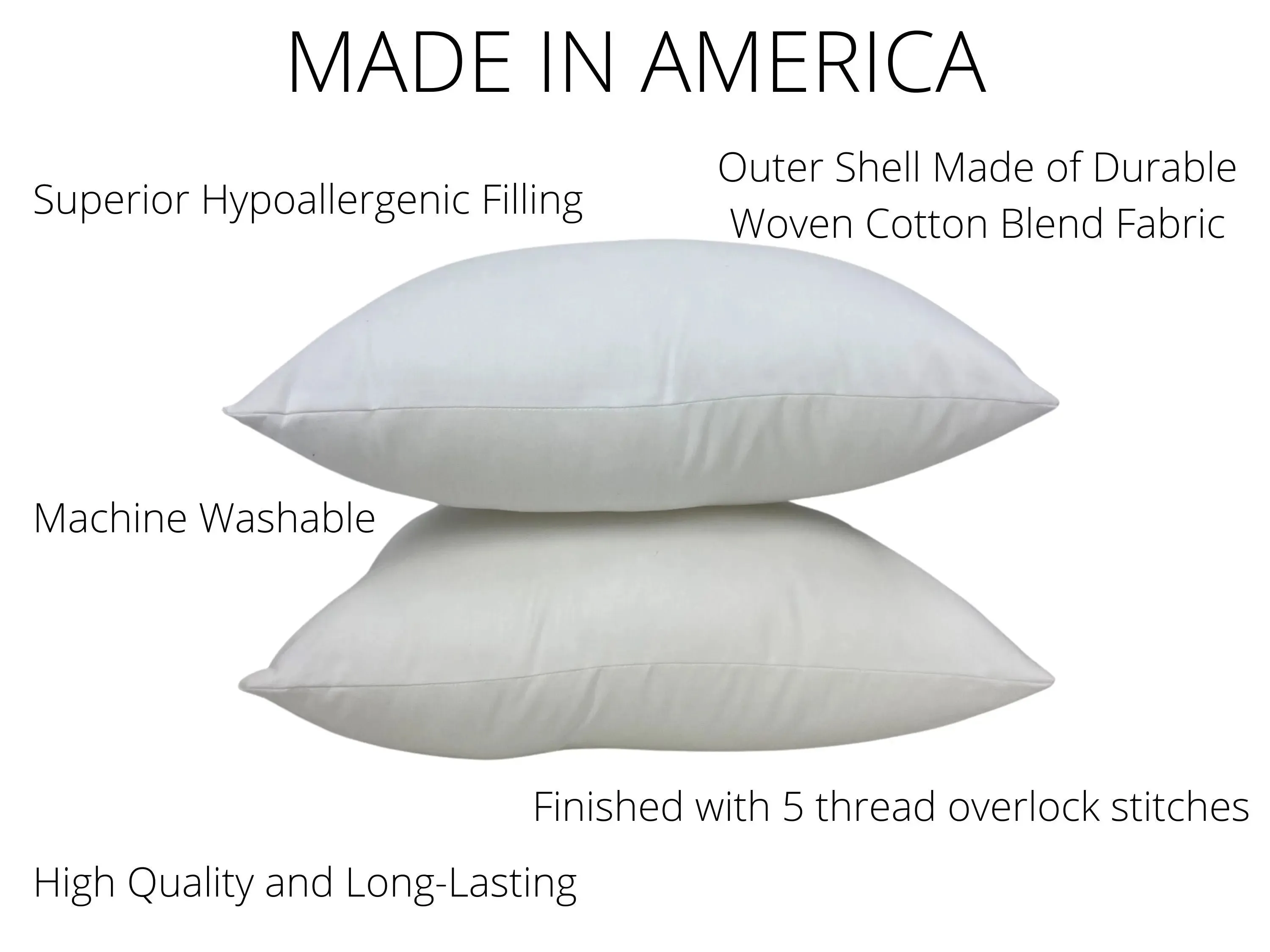 6x12 or 12x6 | Indoor Outdoor Down Alternative Hypoallergenic Polyester Pillow Insert | Quality Insert | Throw Pillow Insert | Pillow Form