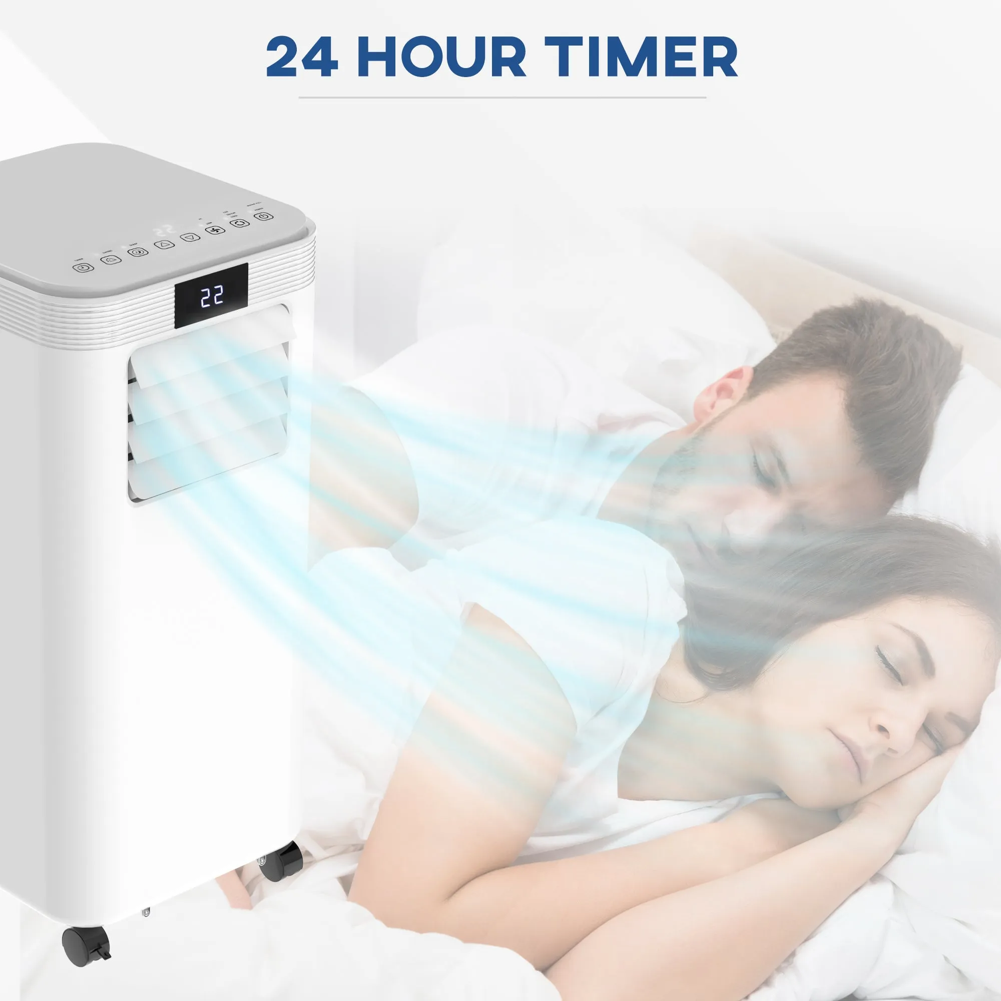 8000 BTU 4-In-1 Compact Portable Mobile Air Conditioner Unit Cooling Dehumidifying Ventilating w/ Fan Remote LED Display 24 Hr Timer Auto Shut