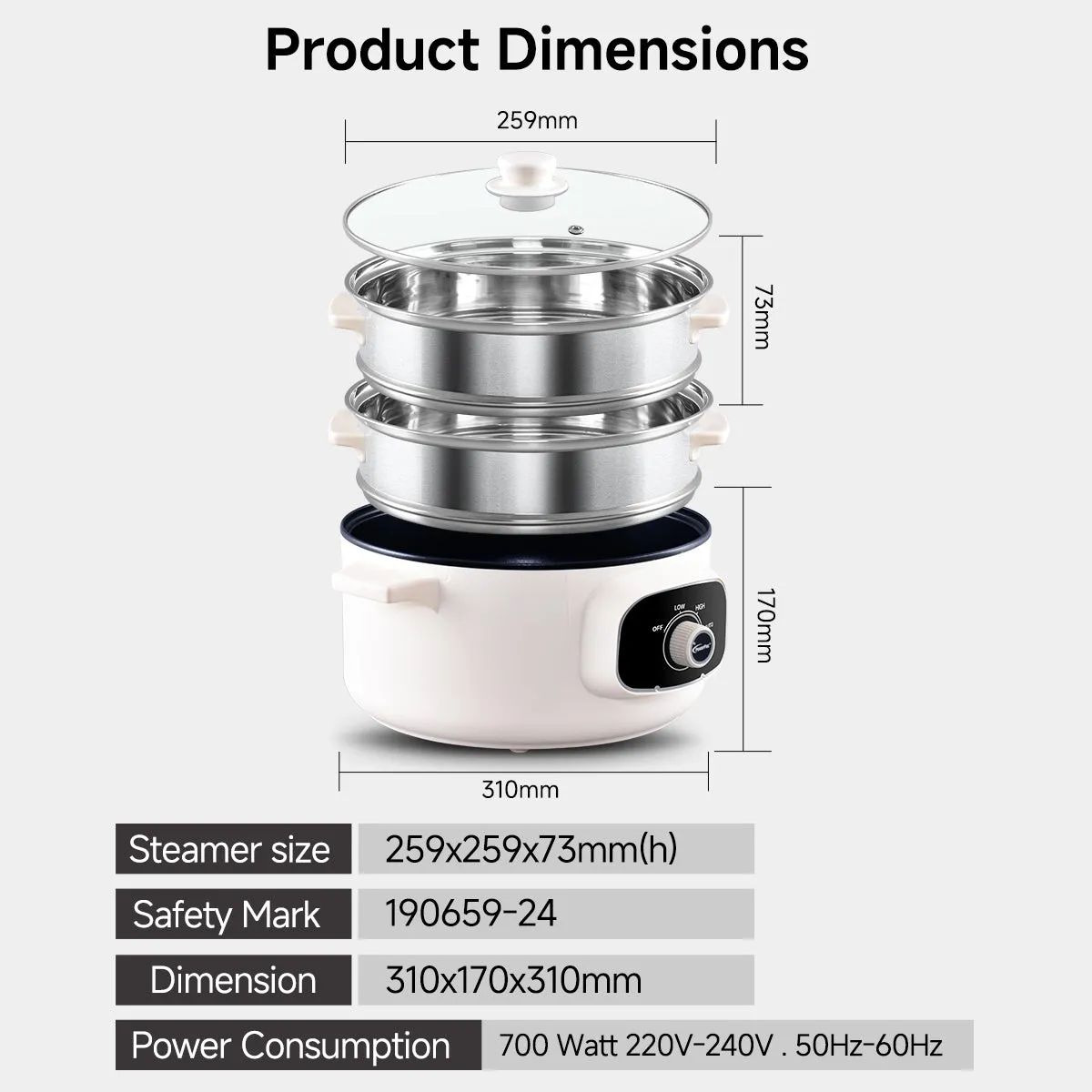 9.5L Multi Function Food Steamer, Multi Cooker with Non-stick inner Pot (PPMC787S)