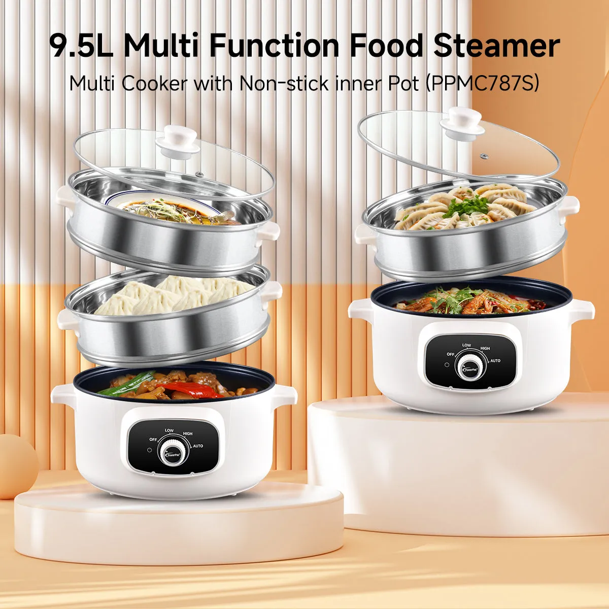 9.5L Multi Function Food Steamer, Multi Cooker with Non-stick inner Pot (PPMC787S)