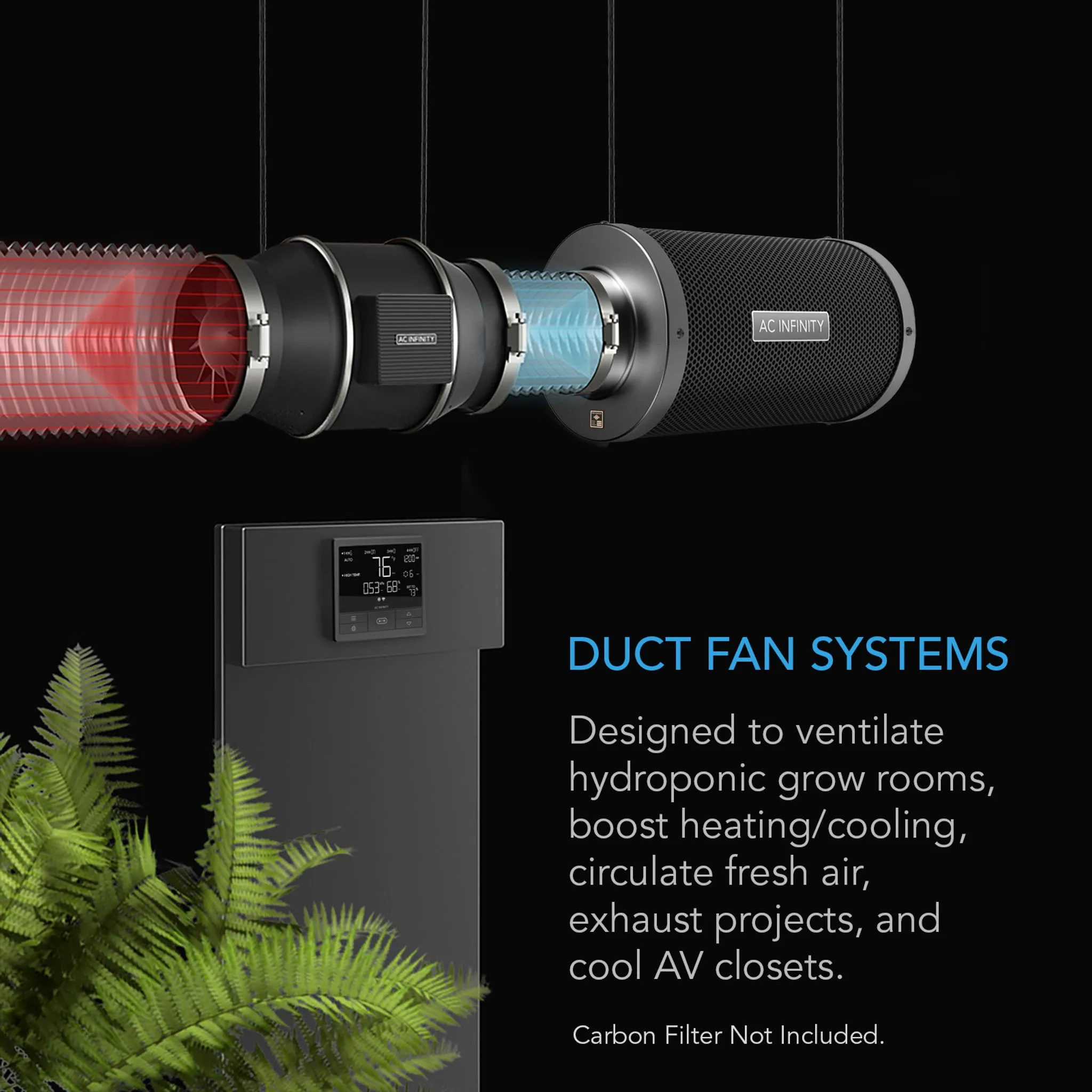 AC Infinity CLOUDLINE PRO T10, Quiet Inline Duct Fan System With Temperature Humidity VPD Controller, 10-Inch