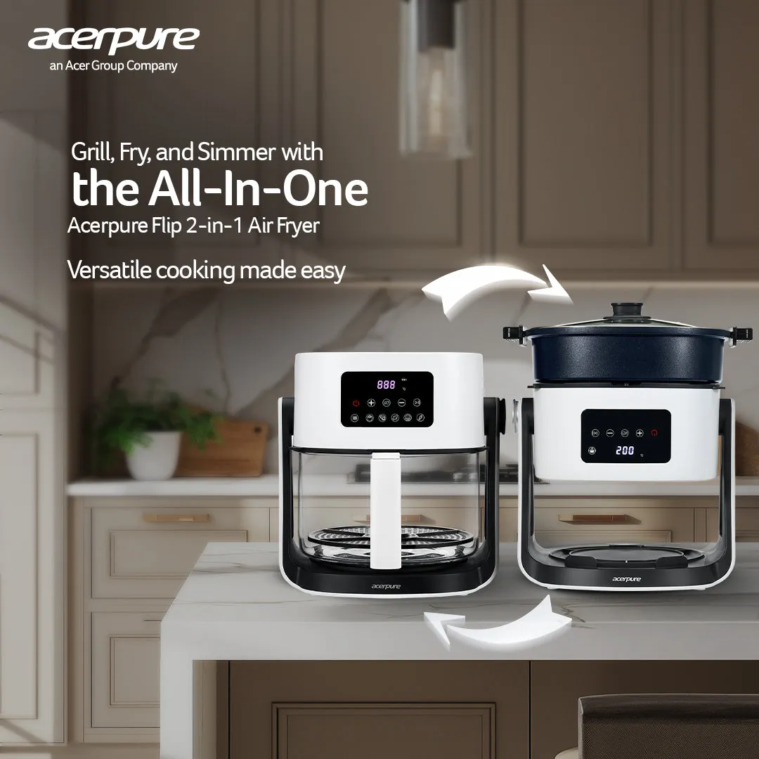 Acerpure Chef 2-in-1 Flip Air Fryer -KF754-70W KF1-2 in 1 Air fryer White-AIL