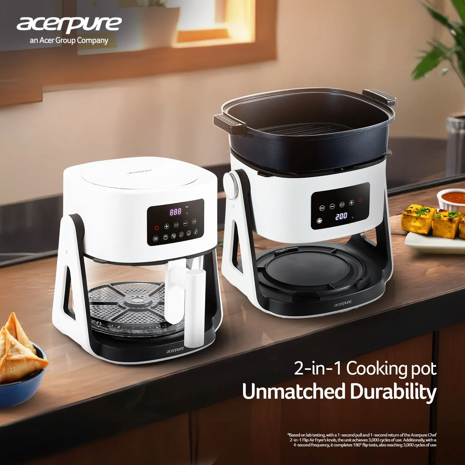 Acerpure Chef 2-in-1 Flip Air Fryer -KF754-70W KF1-2 in 1 Air fryer White-AIL