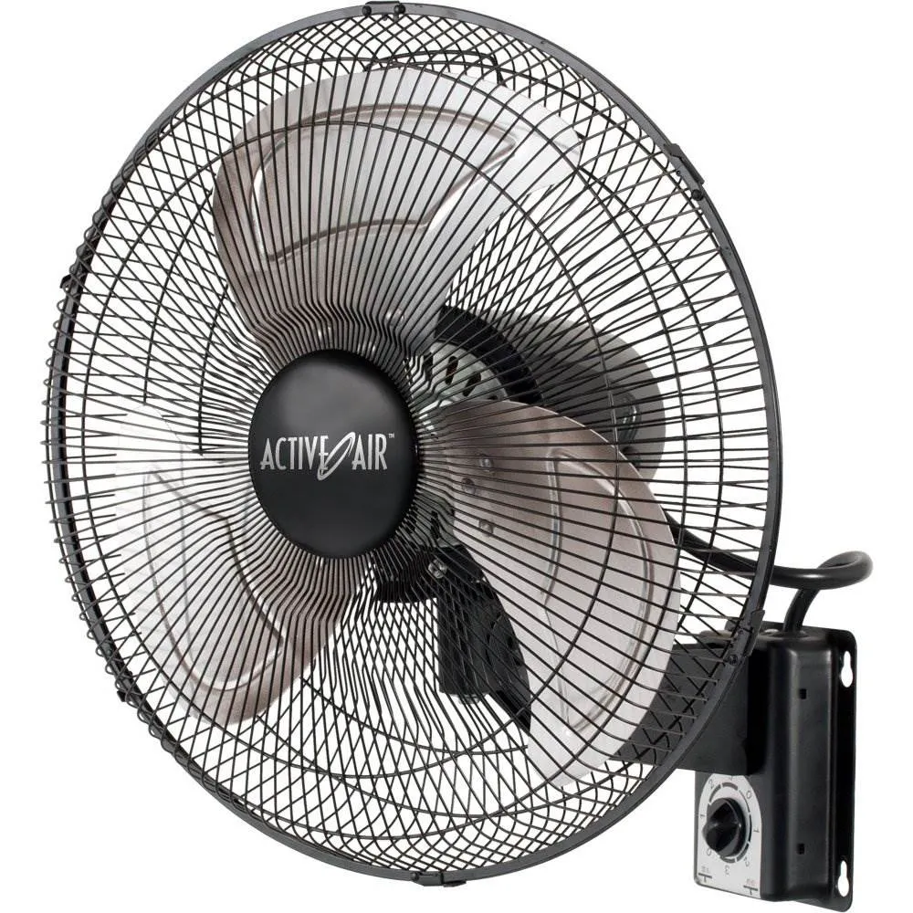 Active Air ACFW16HDB 16 Inch 3-Speed Metal Wall Mountable Oscillating Tilt Fan