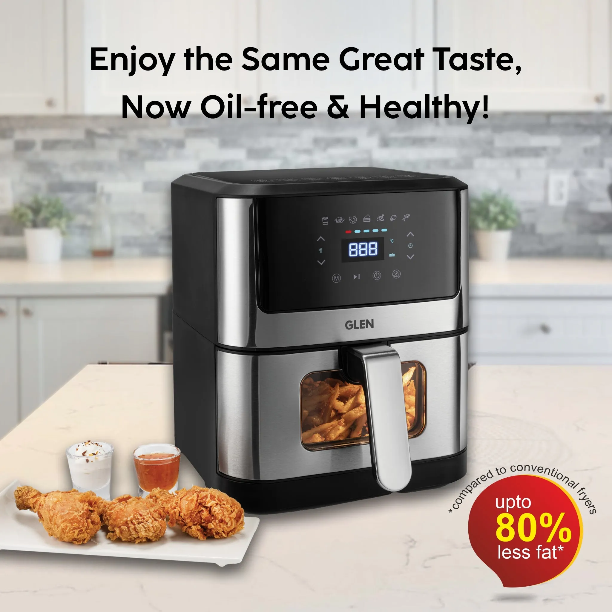 Air Fryer, 6.0 Litre Digital Controls, 7 Pre Set Menu Timer, Temperature Control, 1500W -Black & Silver (3043 DSS)