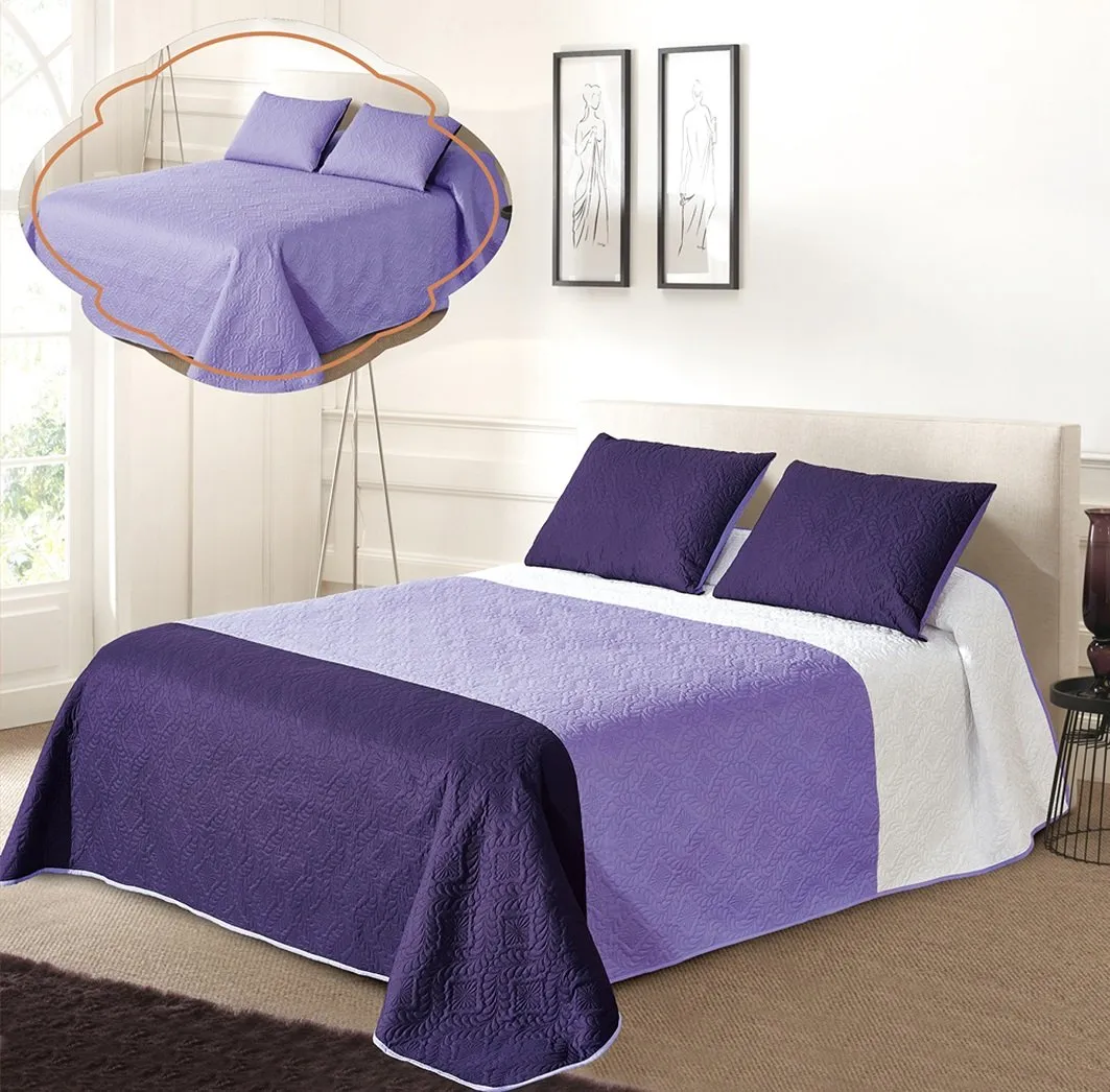 All American Collection New 3pc Solid Three Color Combination Reversible Bedspread Set