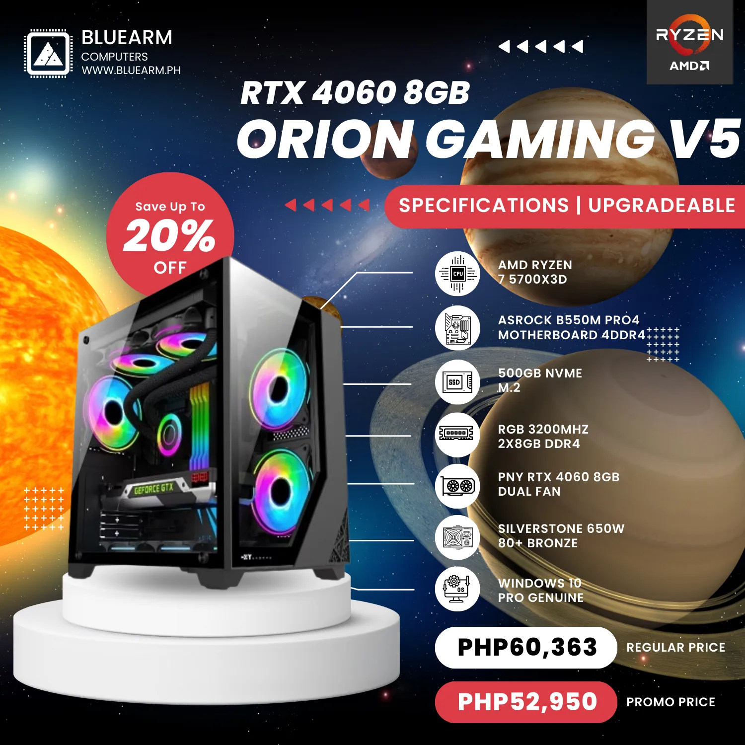 AMD RYZEN 7 5700X3D ORION GAMING BUILD V5