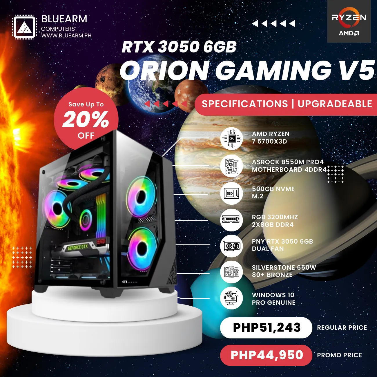 AMD RYZEN 7 5700X3D ORION GAMING BUILD V5