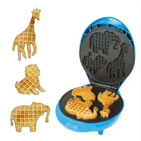 Animal Planet Waffle Makers / 3 in 1 Animal Shaped Waffle Iron/Cool Touch Handle/Non-Stick Coating/Cord Storage/Anti-Slip Feet (Safari)