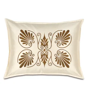 Anthemion Hand-Painted Ivory Silk Standard Sham 20x27