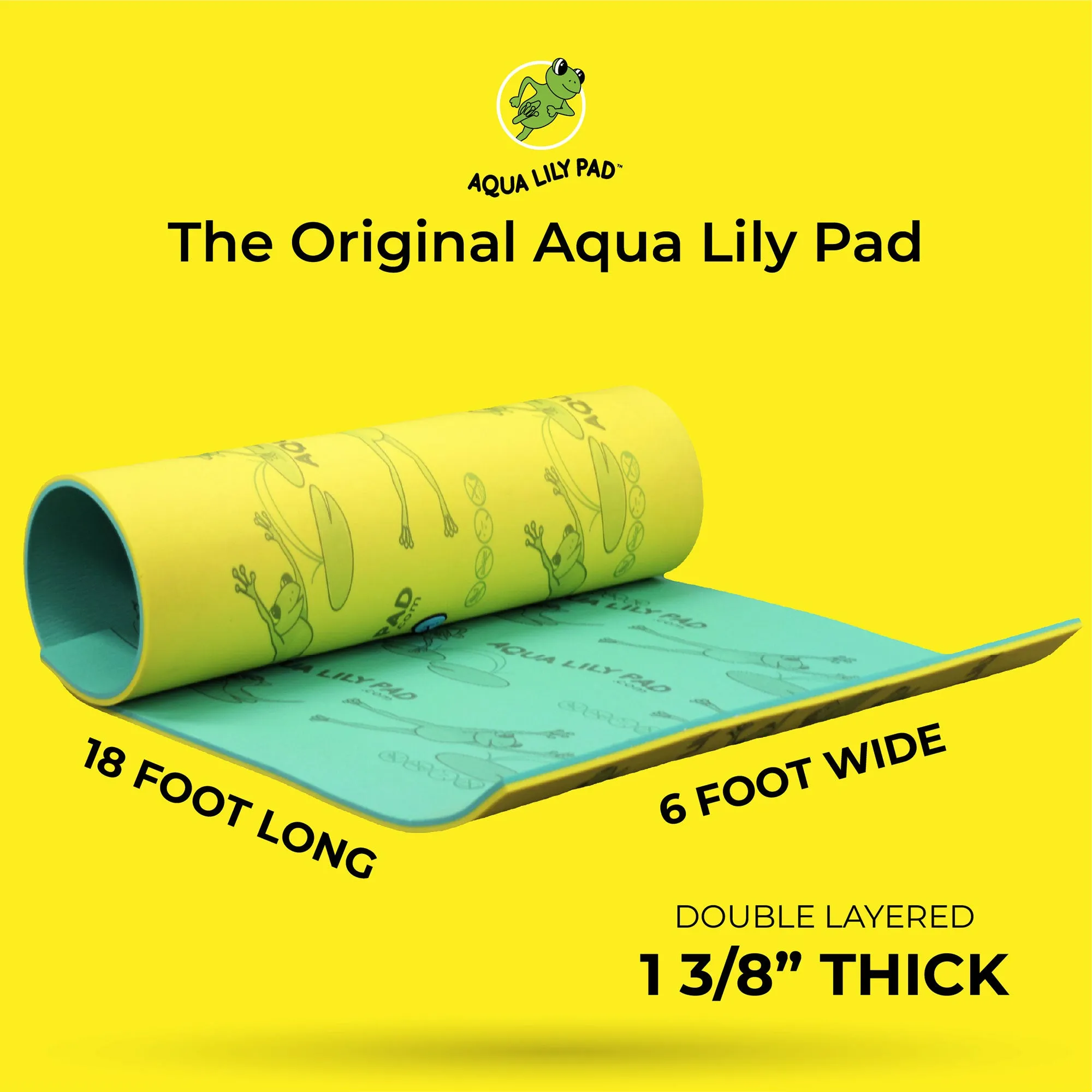 Aqua Lily Pad 18 Ft Long Water Mat Playground Floating Foam Pad for Lake, Yellow