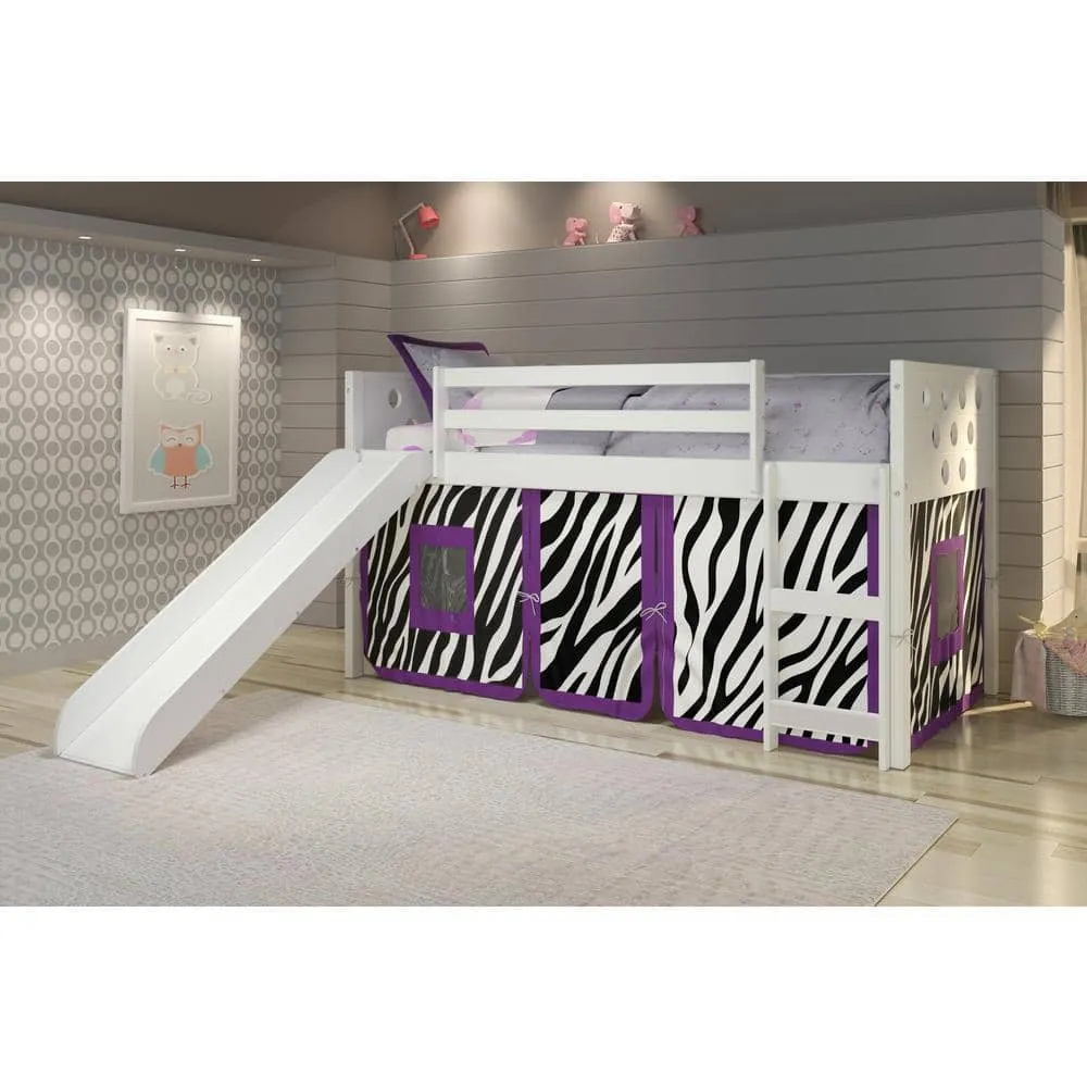 Aria Loft Bed with Slide & Zebra Tent