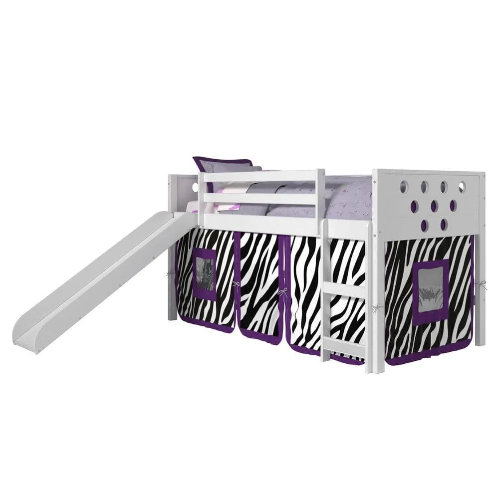 Aria Loft Bed with Slide & Zebra Tent