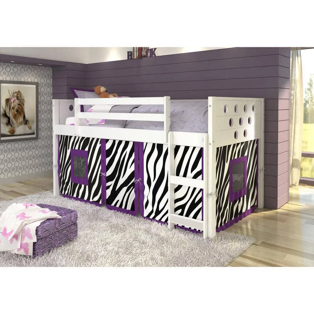 Aria Loft Bed with Slide & Zebra Tent