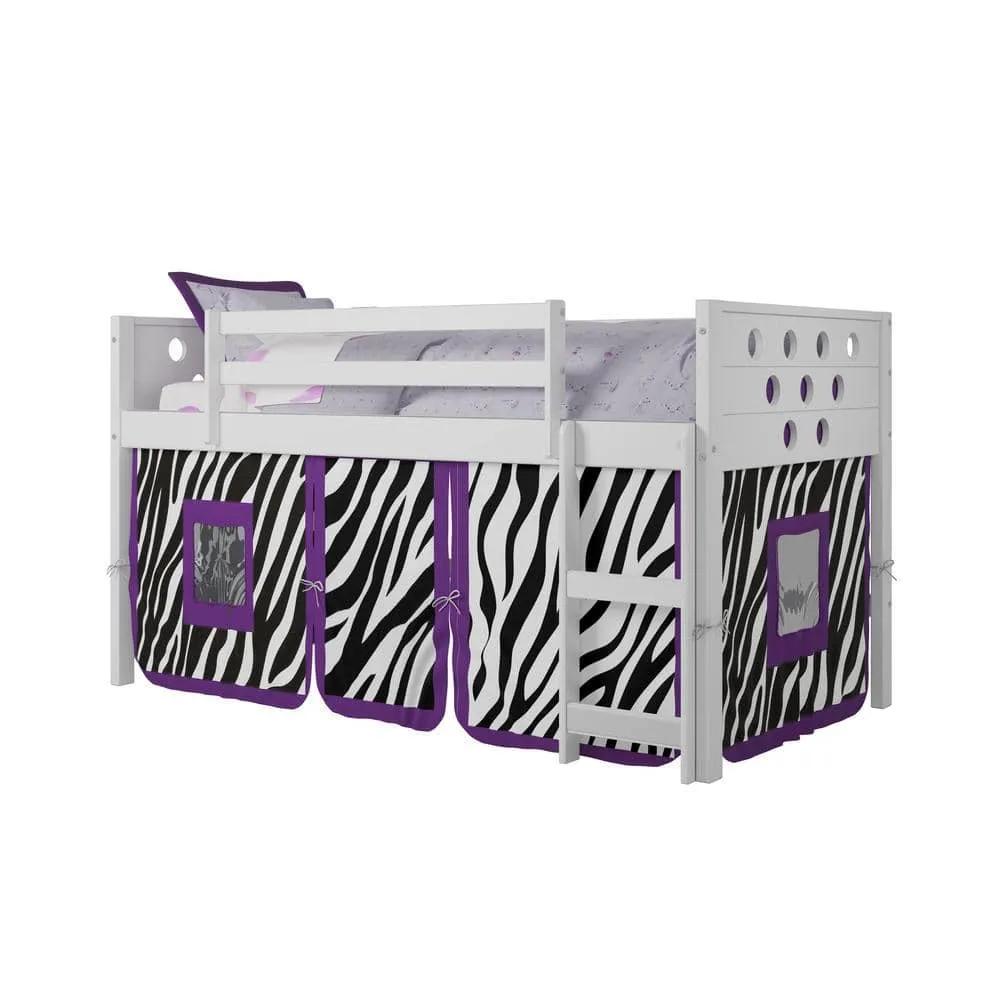 Aria Loft Bed with Slide & Zebra Tent