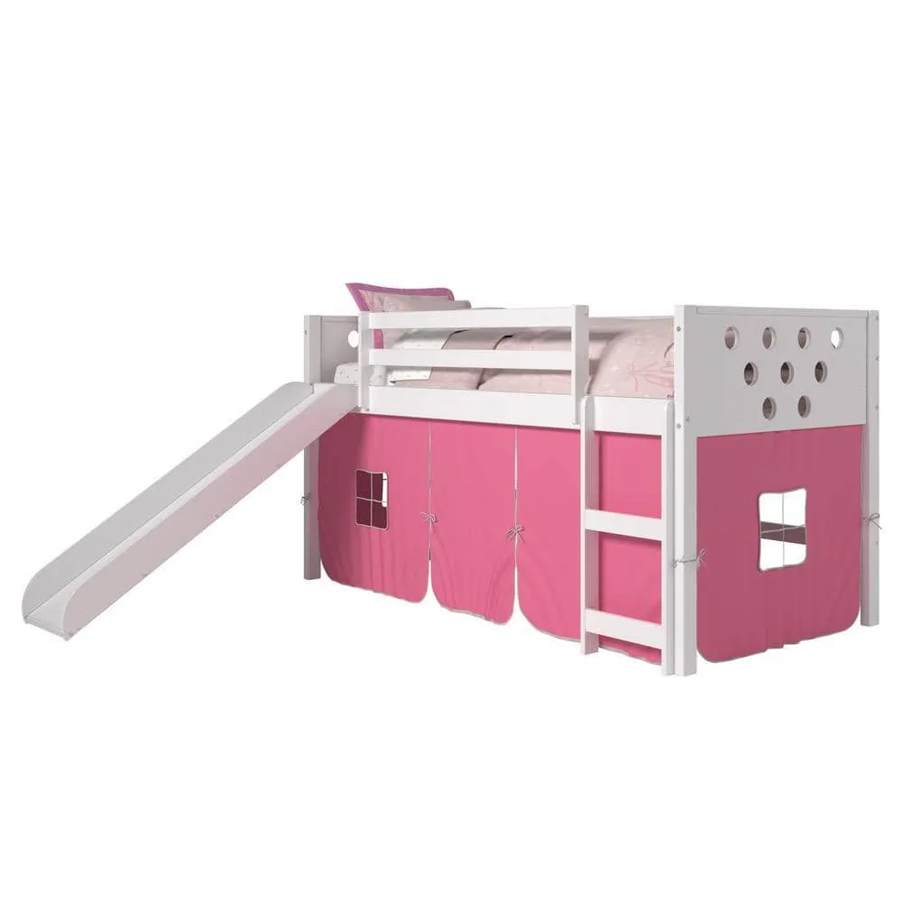 Aria White Loft Bed with Pink Tent