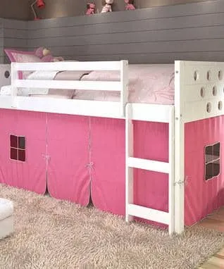 Aria White Loft Bed with Pink Tent