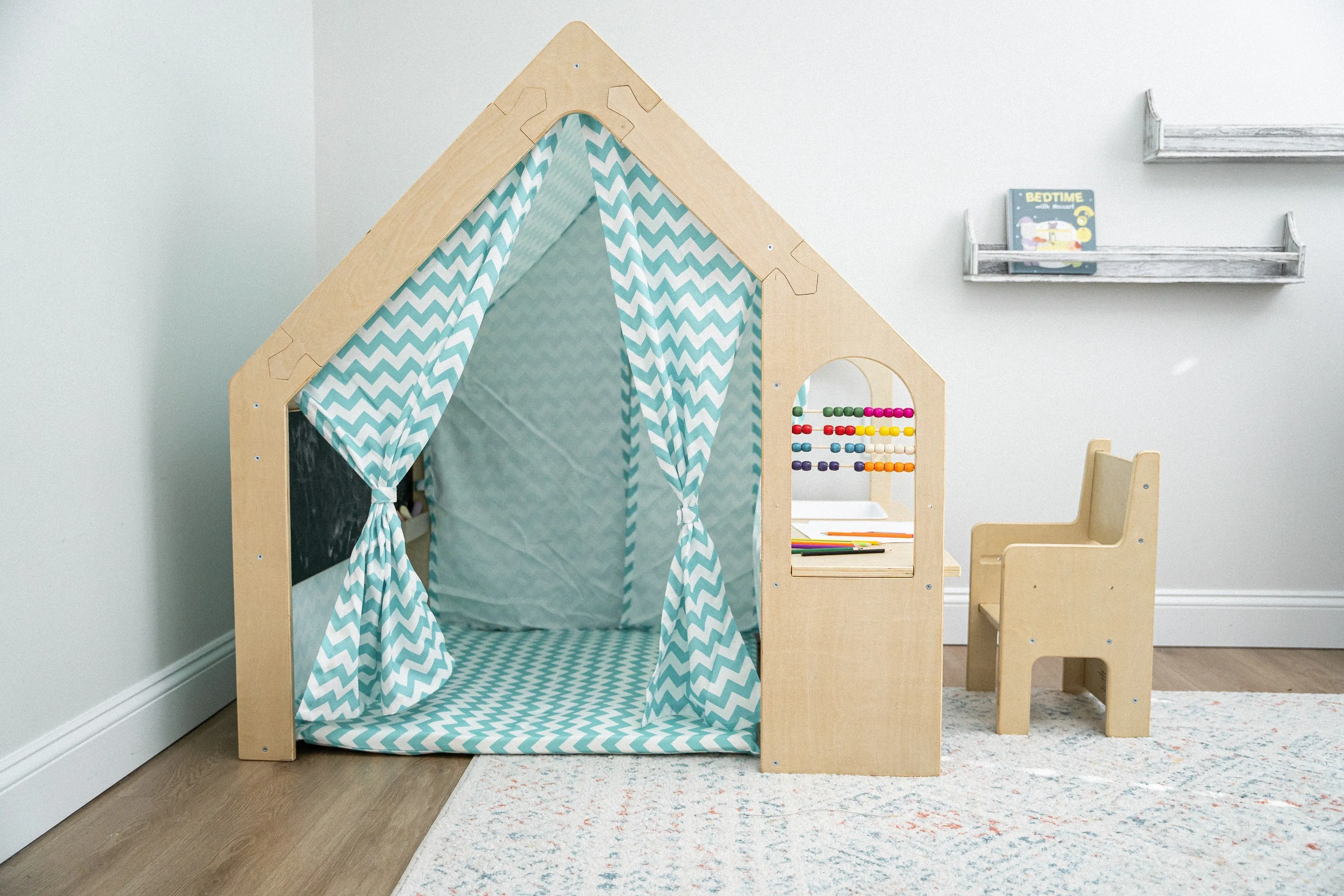 Avenlur Flair - Wooden 5 In 1 Indoor Playhouse Play Tent with Desk Table