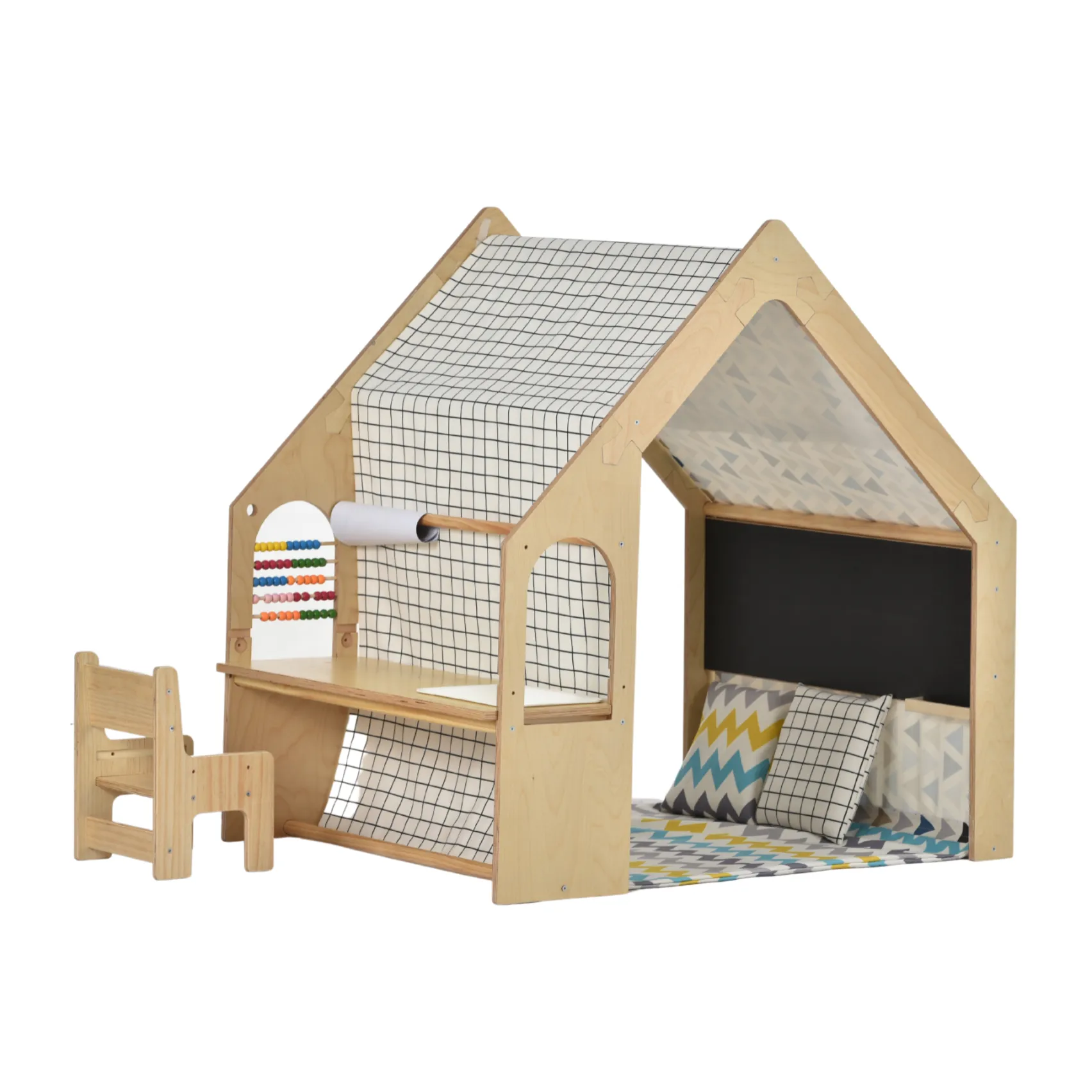 Avenlur Flair - Wooden 5 In 1 Indoor Playhouse Play Tent with Desk Table