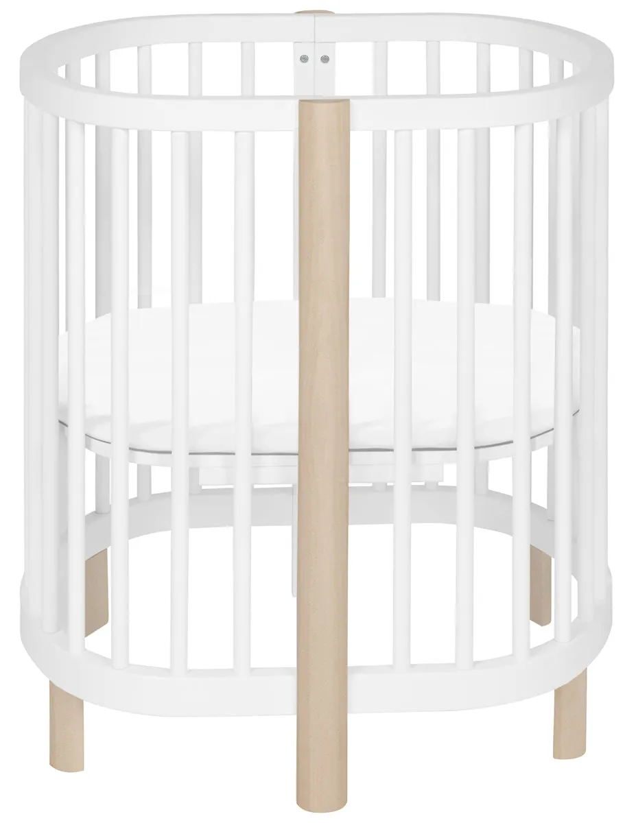 Babyletto Hula Convertible Oval Crib & Mini Bassinet - White/Washed Natural