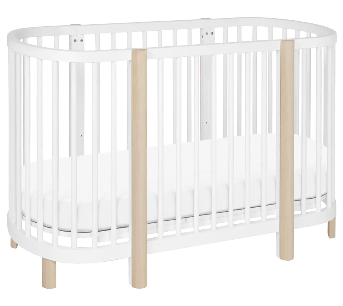 Babyletto Hula Convertible Oval Crib & Mini Bassinet - White/Washed Natural