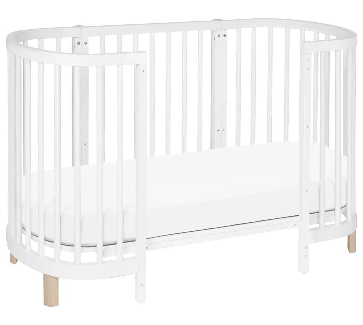 Babyletto Hula Convertible Oval Crib & Mini Bassinet - White/Washed Natural