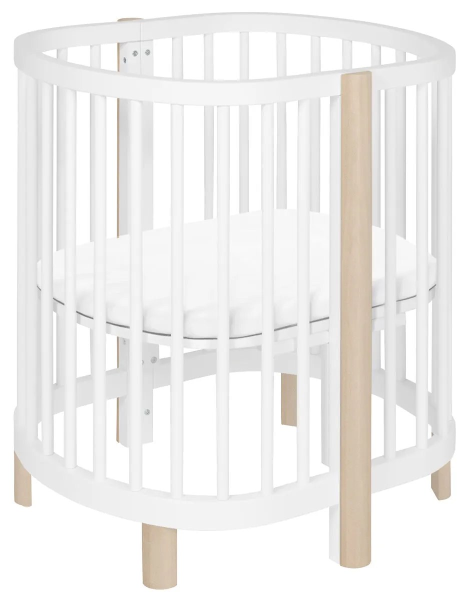 Babyletto Hula Convertible Oval Crib & Mini Bassinet - White/Washed Natural