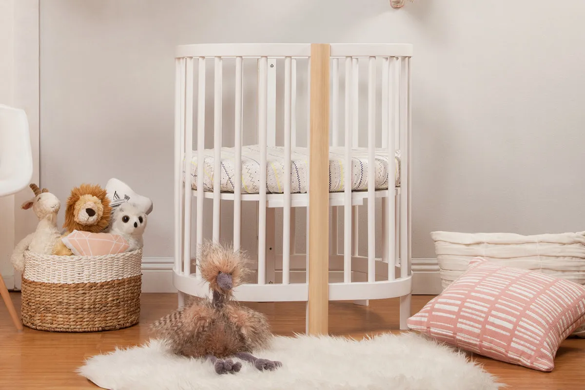 Babyletto Hula Convertible Oval Crib & Mini Bassinet - White/Washed Natural